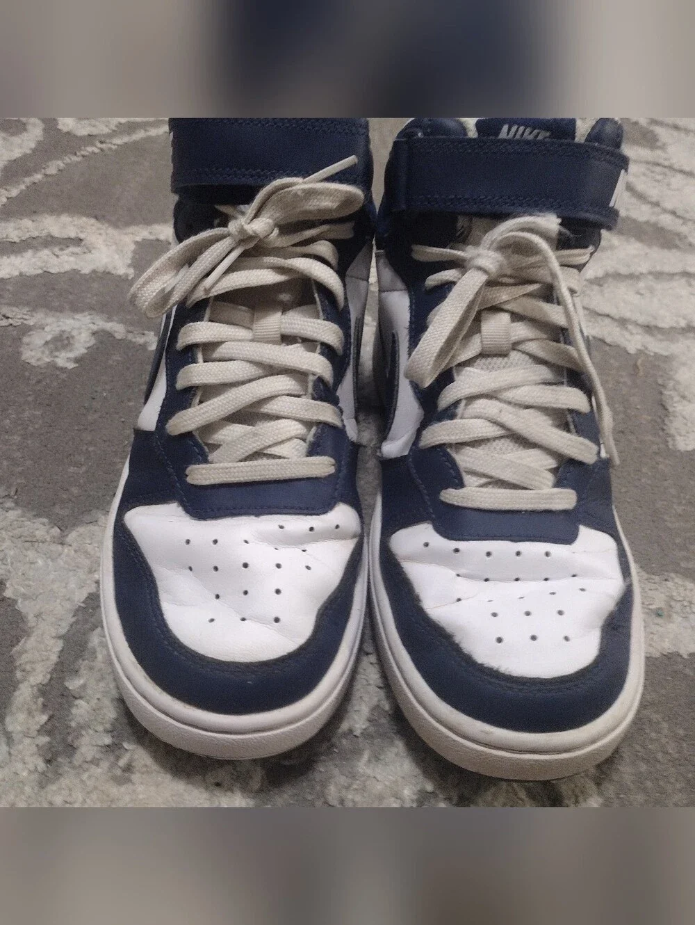 Nike Borough Mid 2 Navy and White High-Top Sneaker
